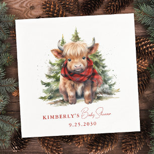Cozy Highland Cow Farm Animals Winter Baby Shower Napkin