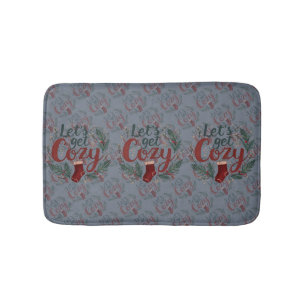 Cozy Holiday Pine Berry Lettering Bath Mat