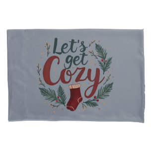 Cozy Holiday Pine Berry Lettering Pillowcase