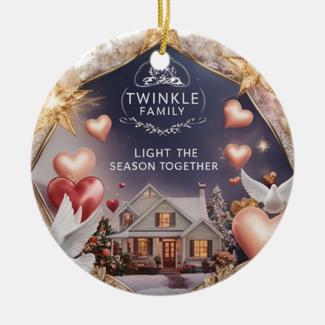 Cozy Home Twinkle Family Light the Season Together Ceramic Tree Decoration (Front)