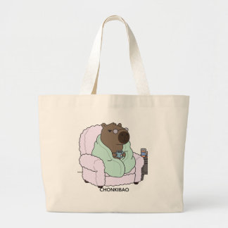 Cozy illustrations for very tired adults. large tote bag