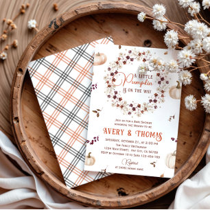 Cozy Ivory Pumpkin Floral Baby Shower Invitation