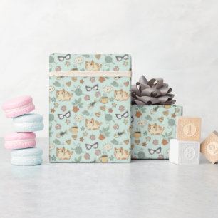 Cozy Kawaii Cats Hand Drawn Wrapping Paper Roll