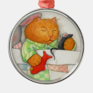COZY KITTY Premium Round Ornament