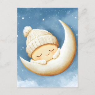 Cozy Knit Nap Cresent Moon Holiday Postcard