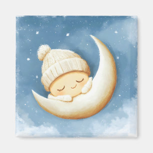Cozy Knit Nap Cresent Moon Magnet