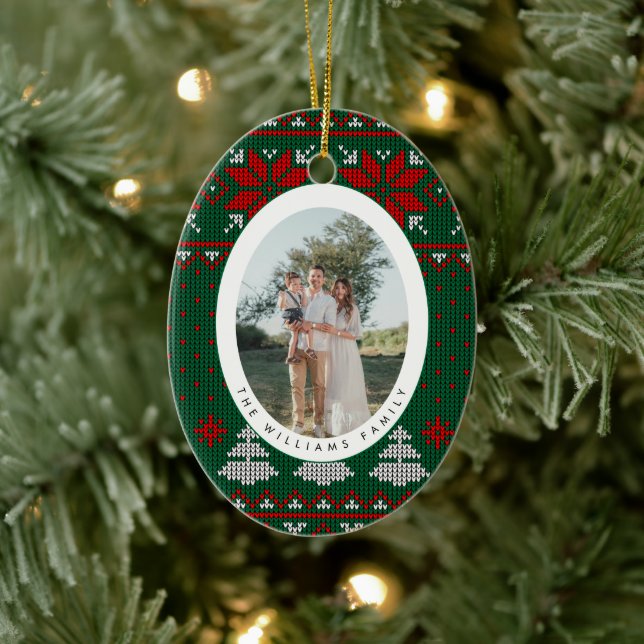 Cozy Knit Sweater Pattern Photo Ceramic Tree Decoration (Tree)