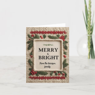 Cozy Knitted "Merry & Bright" Christmas Design Holiday Card