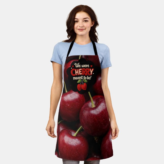 Cozy knitted-style typography and adorable cherry  apron (Worn)