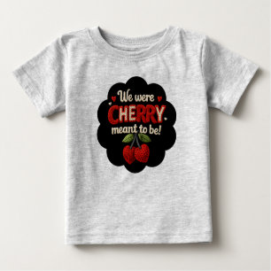 Cozy knitted-style typography and adorable cherry  baby T-Shirt