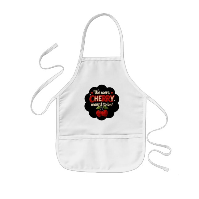 Cozy knitted-style typography and adorable cherry  kids apron (Front)