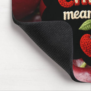 Cozy knitted-style typography and adorable cherry  mouse pad