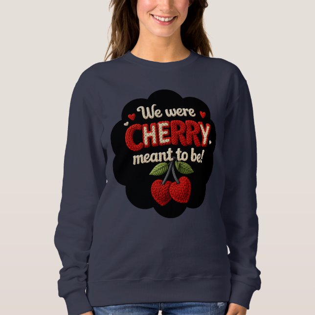 Cozy knitted-style typography and adorable cherry sweatshirt (Front)
