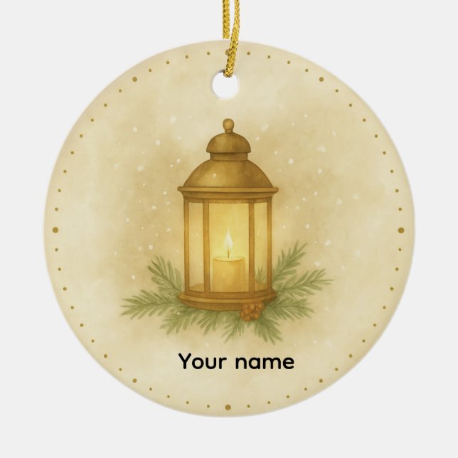Cozy Lantern Winter Wall Clock – MerryMist Warm Gl Ceramic Tree Decoration (Front)