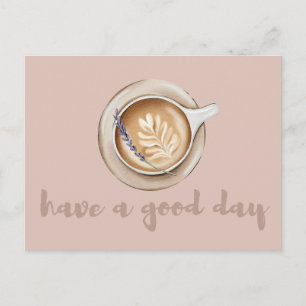 Cozy Lavender Latte Art Design Postcard