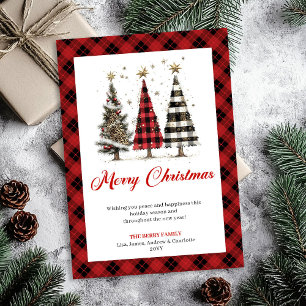 Cozy Leopard Print Christmas Tree Watercolor Card