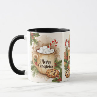 Cozy marshmallow merry Christmas holly festive Mug