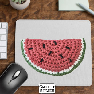 Cozy Minimal Grandma Vibe Crochet Watermelon Fruit Mouse Pad