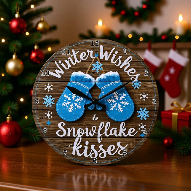 Cozy Mittens Winter Wishes Large Clock (Creator Uploaded)