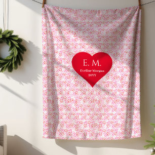 Cozy Modern Red Hearts Personalized Valentine Gift Sherpa Blanket