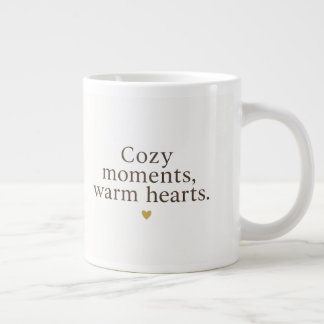 Cozy Moments, Warm Hearts | Minimalist Christmas Large Coffee Mug