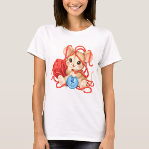 Cozy Mouse with Yarn Ball T-Shirt