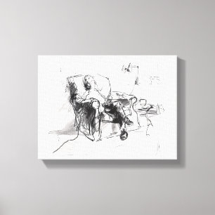 Cozy Music Moment – Vintage Sketch of Relaxation Canvas Print