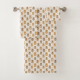 Cozy Neutral Teddy Bear Kids Towel Set