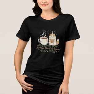 Cozy New Year Cat: Coffee & Reading Illustration Tri-Blend Shirt