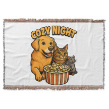 Cozy Night Movie Time – Cute Dog,Cat,Mouse Popcorn