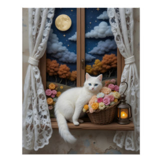 Cozy Nighttime Window Scene Poster
