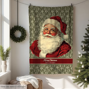 Cozy Old Time Santa Claus Holiday Throw Blanket
