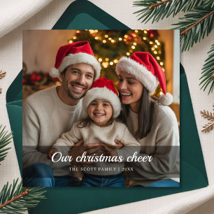 Cozy Our Christmas Cheer Family Photo holiday Card