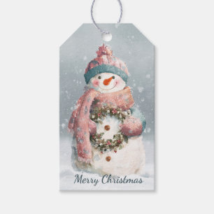 Cozy Pastel Snowman Christmas Gift Tags