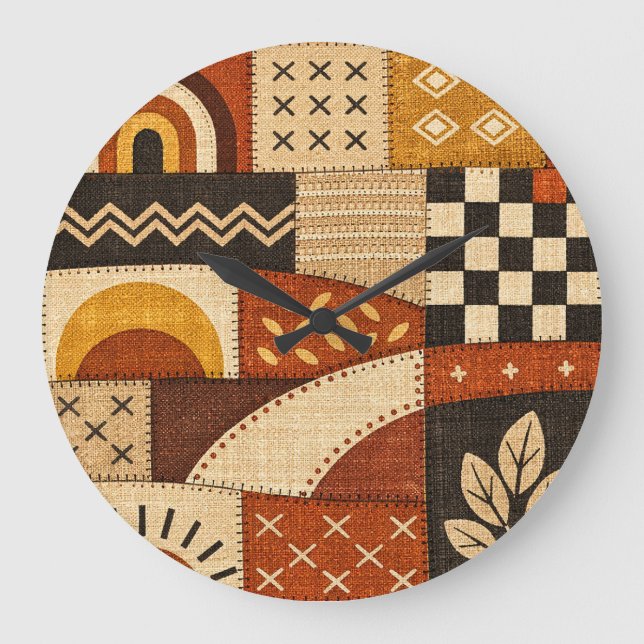 Cozy Patchwork Modern Large Clock (Front)