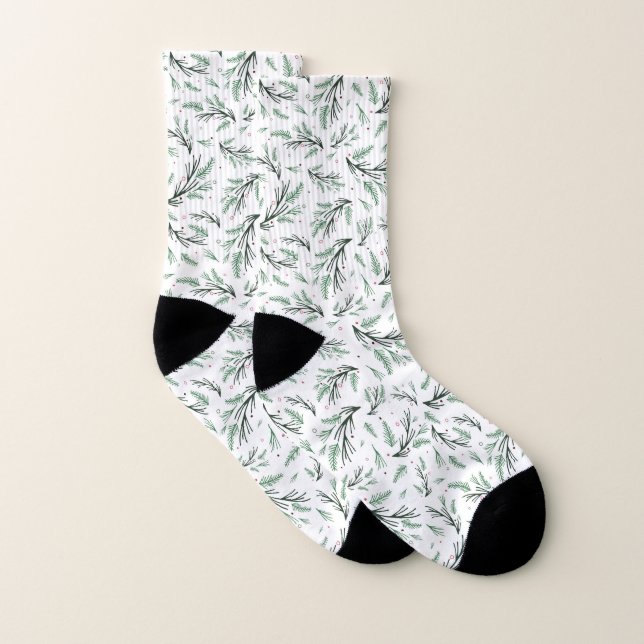Cozy Pine Branch Pattern Socks (Pair)