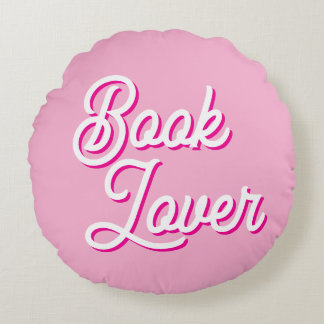 Cozy Pink Book Lover Round Throw Pillow