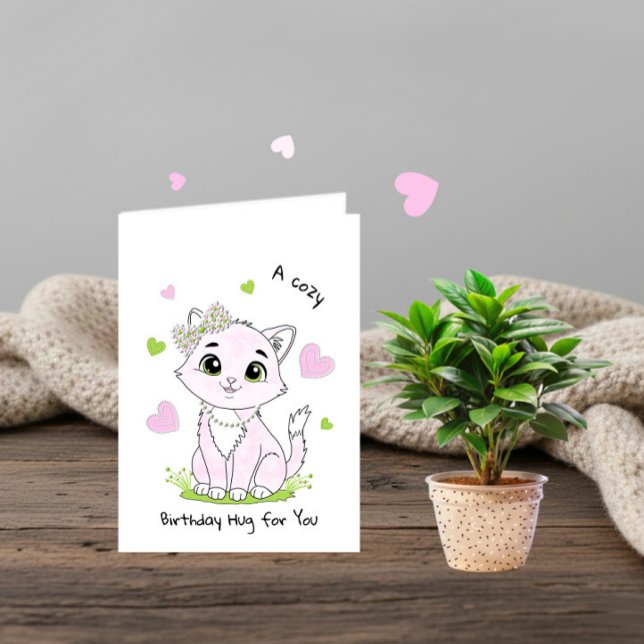Cozy pink cat card (Creator Uploaded)