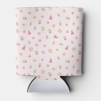 Cozy Pink Christmas Pattern Can Cooler