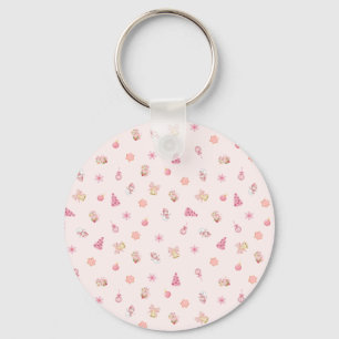 Cozy Pink Christmas Pattern Key Ring