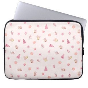Cozy Pink Christmas Pattern Laptop Sleeve