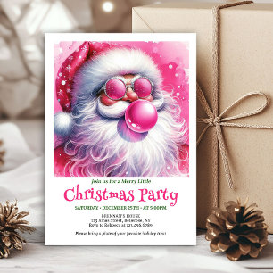 Cozy pink santa chewing gum watercolor Xmas invite