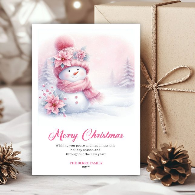 Cozy Pink Snowman Download Kids Christmas Greeting Holiday Card (Cozy Pink Snowman Download Kids Christmas Greeting Card

)