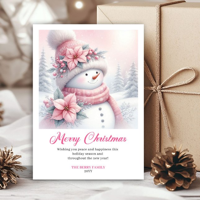 Cozy Pink Snowman Kids Download Christmas Greeting Holiday Card (Cozy Pink Snowman Kids Download Christmas Greeting Card

)