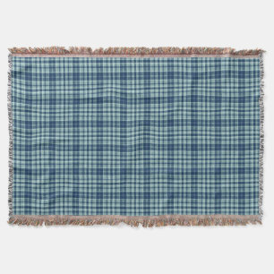 Cozy plaid muted blue sage green throw blanket