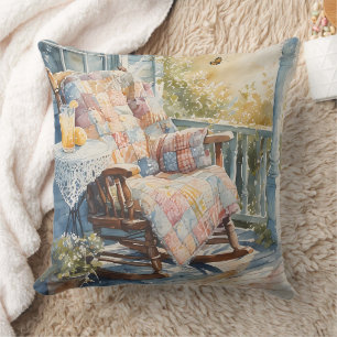 Cozy Porch with Quilt and Lemonade Charm Cushion