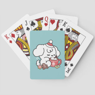 Cozy Puppy Dreams – Hot Chocolate and Christmas Playing Cards