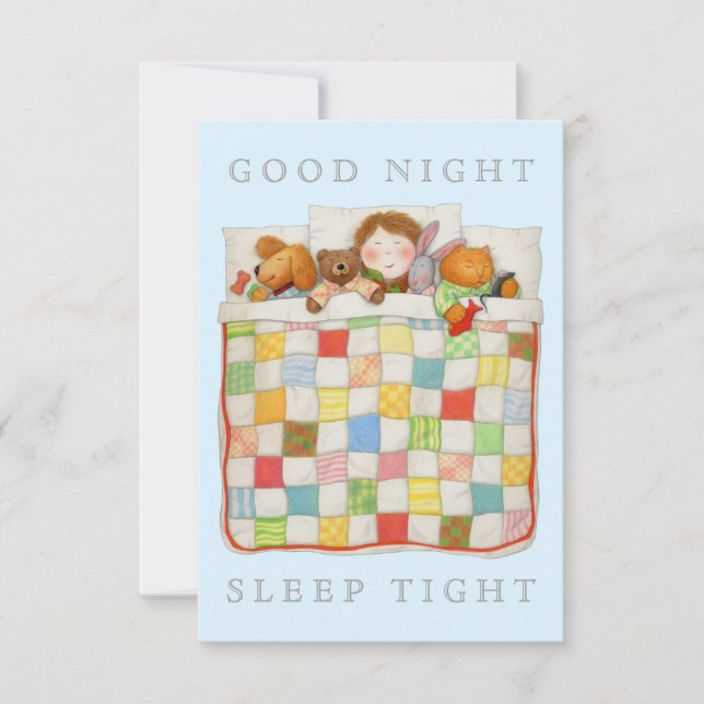 COZY QUILT 3.5x5 Blank Flat Card - Blue (Front)