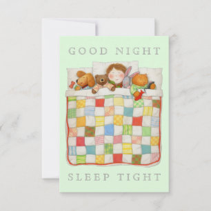 COZY QUILT 3.5x5 Blank Flat Card - Green