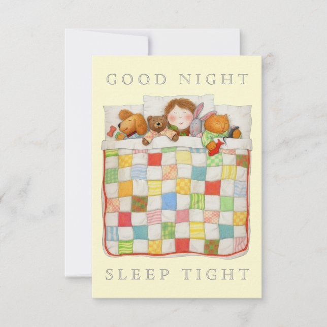 COZY QUILT 3.5x5 Blank Flat Card - Yellow (Front)